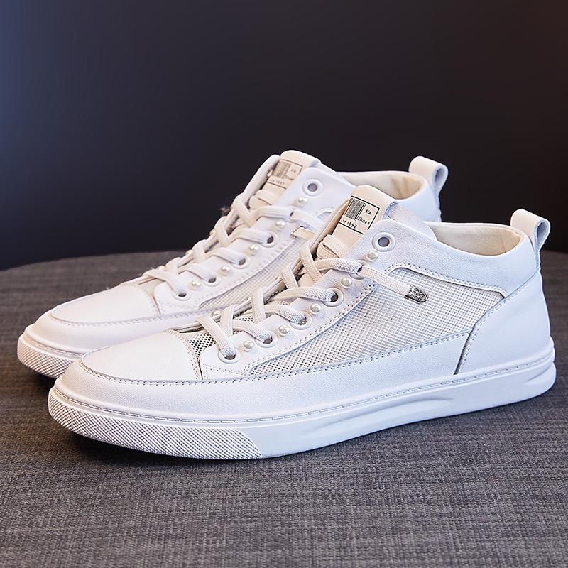 Женские высокие туфли на плоской подошве, натуральная воловья кожа, новые модели весна/осень 2025 года, универсальные повседневные белые туфли