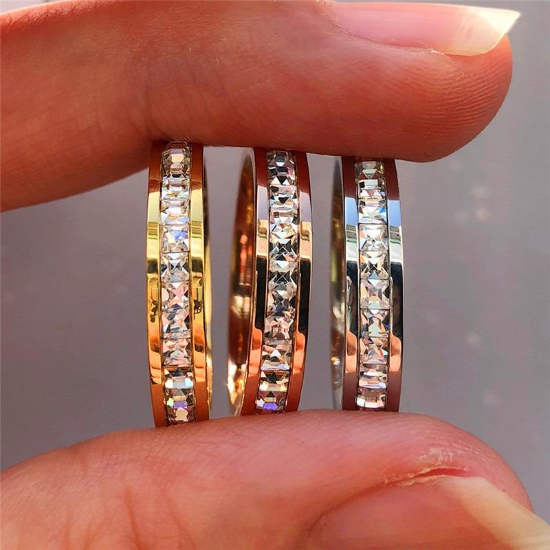 Boho Female Crystal Ring Vintage Stainless Steel Women Wedding Rings Fashion Promise Engagement Ring
