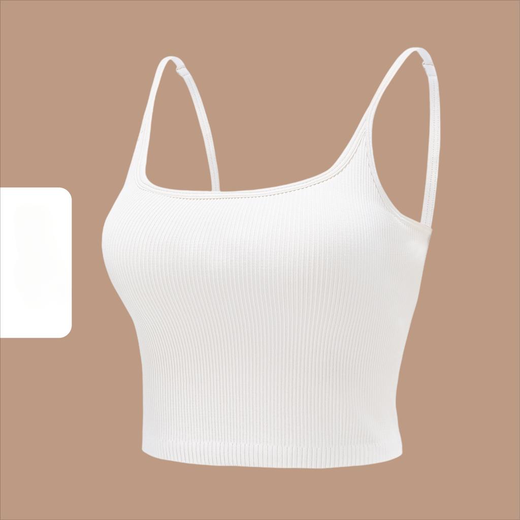 Women's Sports Underwear with Bra Pads Back Sling Sexy U-neck Thin Straps Yoga Tank Tops