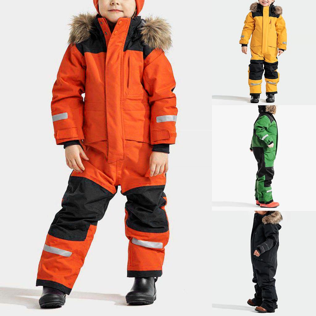 Kids Winter Colorful Ski Suit Boys Girls Snowsuits Waterproof Ski Jumpsuits Snowboard Jacket Coats