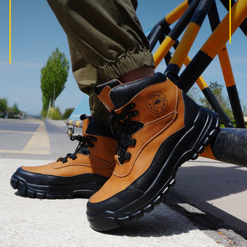 Водонепроницаемая защитная обувь Мужские ботинки Обувь со стальным подноском Защита от ударов и проколов Рабочие ботинки Защитная обувь Нескользящая промышленная обувь