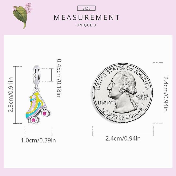 WOSTU Стерлингового серебра 925 пробы, роликовые коньки, спортивный Шарм, подвеска из бисера, подходит для оригинального браслета, ожерелья для женщин, ювелирные изделия