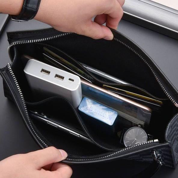 Мужской деловой клатч и косметичка с клетчатым принтом 2025