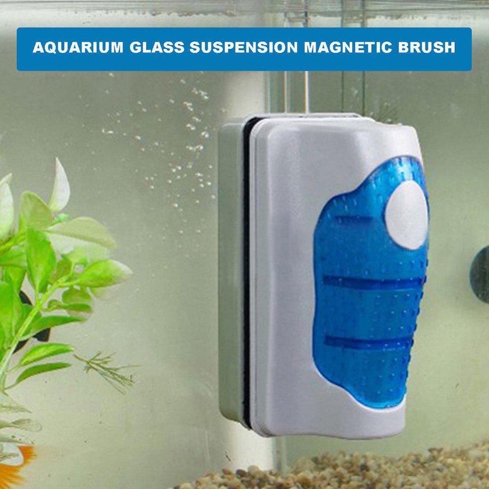 Magnetic Brush With Scraper Practical Floating Aquarium Fish Tank Ultra Glass Algae Curve Cleaner Window Algae Scraper Brush