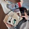Женские носки средней длины, Милые хлопковые носки в школьном стиле, Мультяшные иллюстрации, Маленькая собачка, Удобные и универсальные носки с ворсом