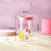 Для Sanrio Стеклянная кружка с соломинкой Кофейная кружка с мультяшным принтом Cinnamoroll и Kuromi Домашняя кружка для воды с соломинкой и шкалой Кружка для сока и молока