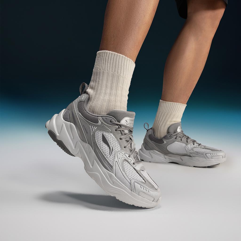 Li Ning Shooting Stars 2K Амортизация Скользкая Устойчивая к истиранию Поддержка Низкие Кроссовки на массивной подошве Мужские Серые AGCU329-3