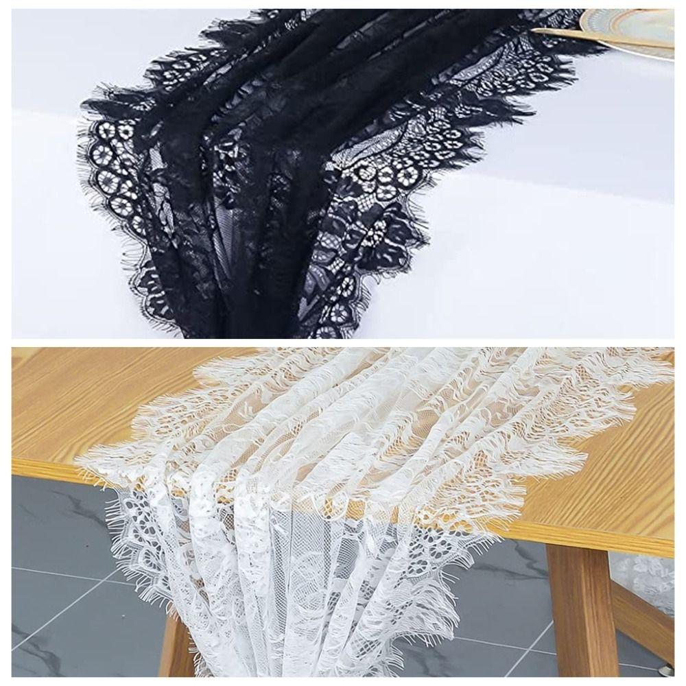 Белый кружевной дорожка на стол Прямоугольная форма Европейский стиль Винтажные дорожки на стол Цветочная вышивка Удобная