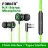 FONKEN Type C 3.5mm L Jack Magnetic Gaming Wired Earphones Hifi Sound Noise Reduction In Ear Headset With Mic Earbud For Xiaomi Huawei