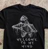 Welcome To My Mind Skull Graphic Print Vintage Washed Casual Round Neck Short Sleeve T-Shirt Suitable for Everyday