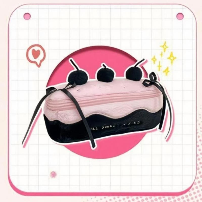 Милая плюшевая сумка для ручек Cherry Cake Изысканное хранилище Большая емкость