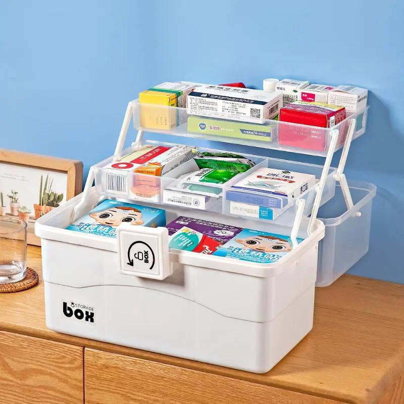 Большая вместимость контейнеров для хранения лекарств Домашняя аптечка Многослойная классификация Аптечка Портативная аптечка первой помощи