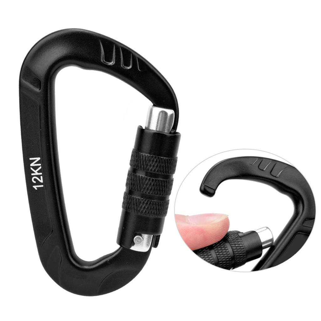 1 шт. 7075 Авиационный алюминий 12 кН D-образный карабин-клипса Аксессуар для безопасности на открытом воздухечерный