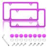 2pcs Colorful Car License Plate Frame with Gasket Screws & Caps Stainless Steel 4