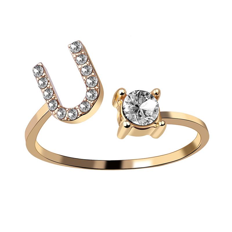 Женское регулируемое повседневное кольцо с буквой AZ, инициалом имени, модное, со стразами, для пары, элегантное, новое, складывающееся кольцо