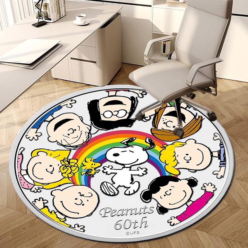 1pc Peanuts 60th Anniversary Collectible Coin Round carpet, Made of Polyester,Perfect for Decorating Office Chairs, Living Rooms,fplt153