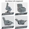 8205, Electrically adjustable armchair, stand-up assist, massage function and heat application, footrest, two side pockets and cup holder, light grey