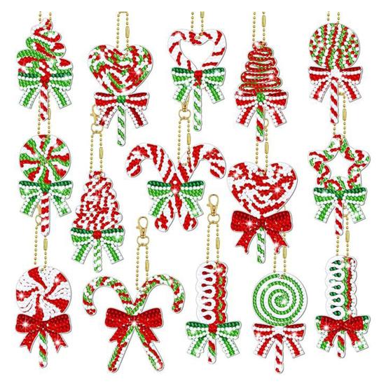 15 шт. рождественский брелок для ключей со стразами, набор для самостоятельной росписи, украшение для детей, семейный набор «Горячая корова какао»