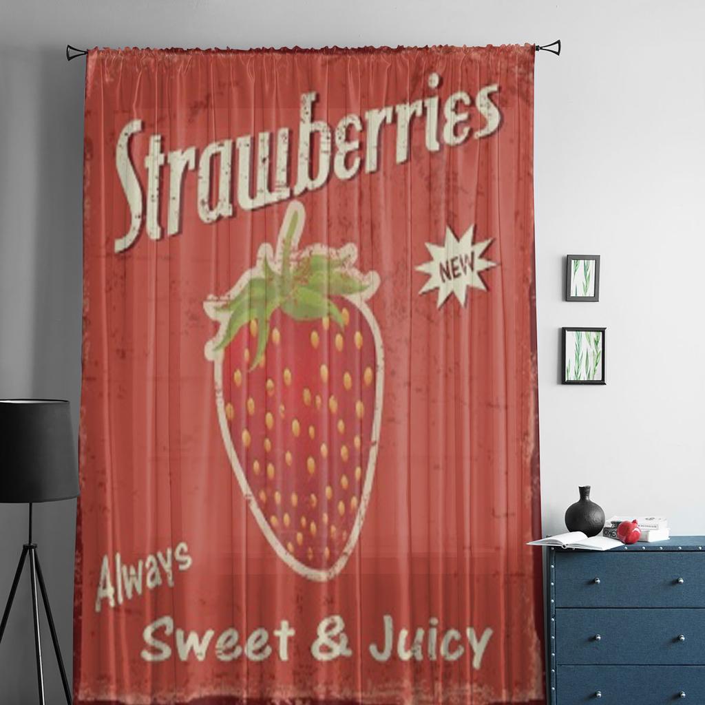 Винтажный гранж-постер с клубникой, роскошные шифоновые прозрачные шторы для гостиной, спальни, украшения, оконная вуаль, тюлевая занавеска