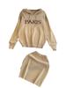 Spring Autumn Brand Designer Runway Outfits Women Knitted Sweater Letter Hooded Sweatshirt and Mini Short Sheath Skirt Two Piece Set