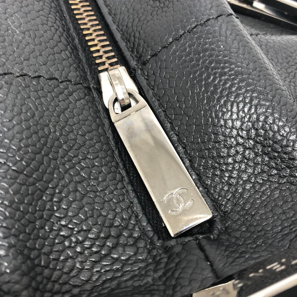 CHANEL Chocolate bar Handbag Soft Caviar Leather Black/SilverHardware