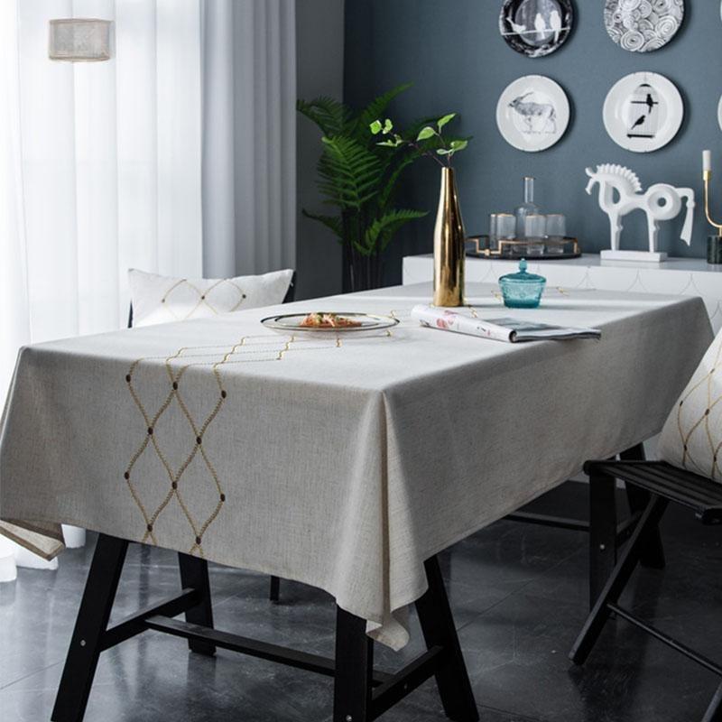 Proud Rose Новый скандинавский Лен Алмазообразный Геометрический Вышитый Водонепроницаемая Скатерть Квадратная Ткань для Полотенца