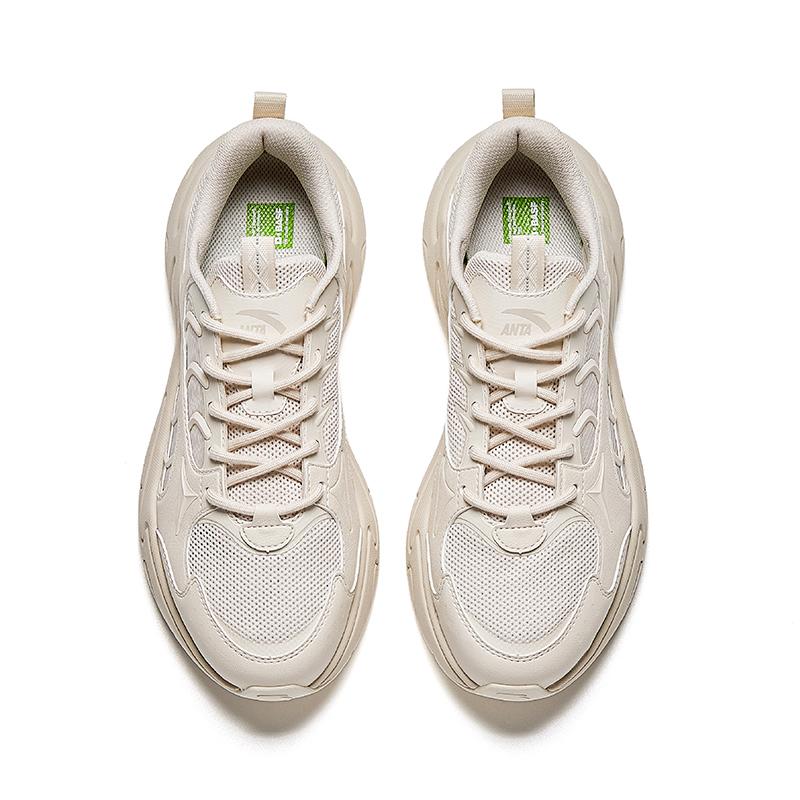 Anta Пульс Удобные Легкие Универсальные Толстая Подошва Увеличивающие Рост Нескользящие Низкие Повседневные Кроссовки Мужские Серо-Коричневый 112628851-1