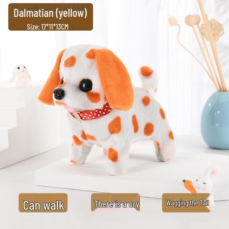 Color Block Dalmatian Plush Toy: Walking, Barking, Tail-Wagging Electric Puppy