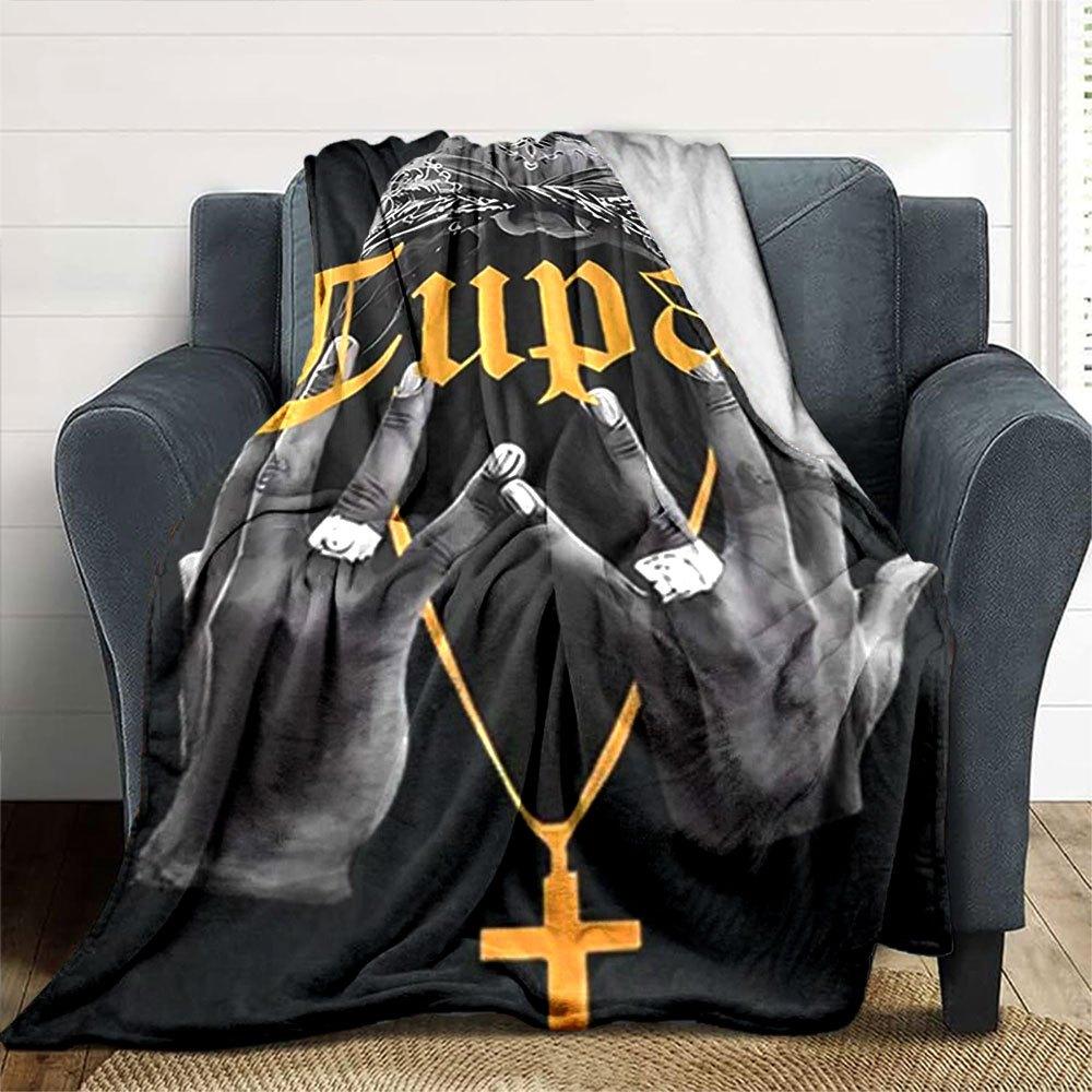1 шт. Плед в стиле Hip Hop 2Pac, Мягкий, Легкий, Для всех сезонов, Многоцелевой плед для дивана, кровати, офиса и пикников, Французский стиль с культовыми обложками альбомов и цитатами