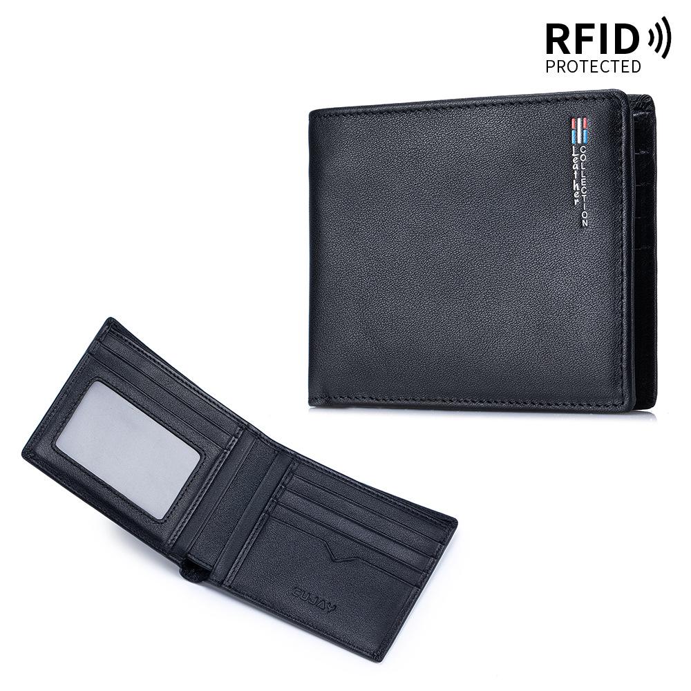 Новый мужской кожаный кошелек - Короткий кошелек из коровьей кожи высшего слоя, Зажим для денег, Подарок для отца, мужа или парня