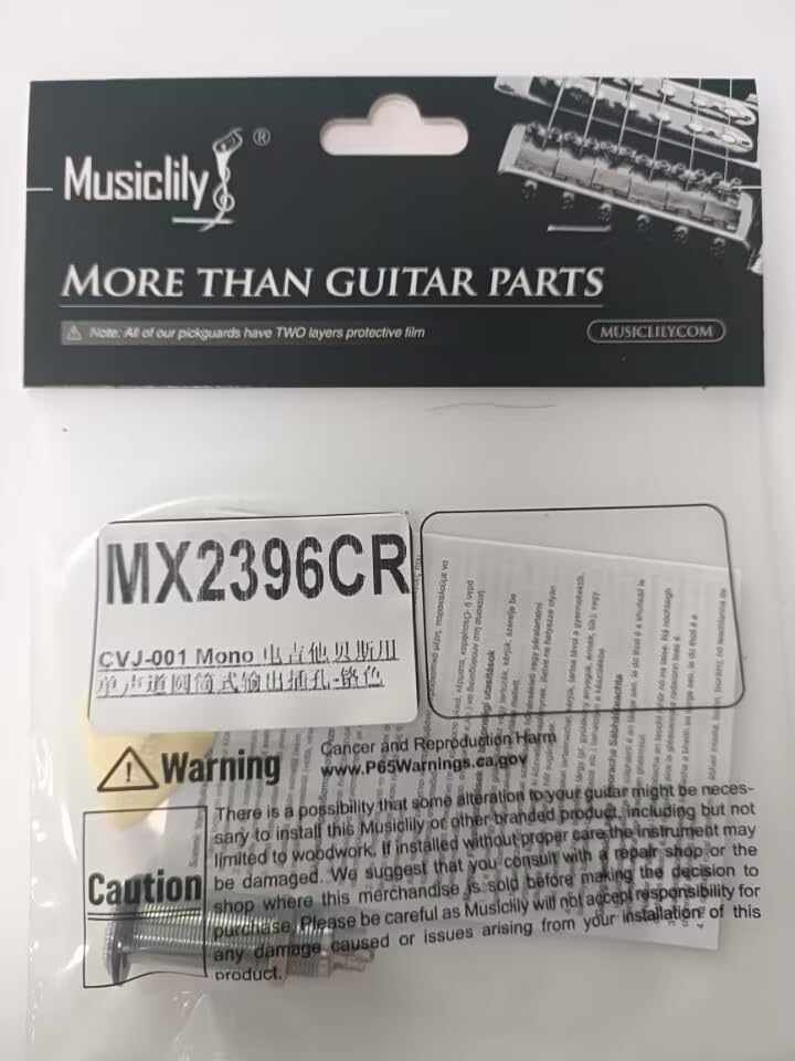 Musiclily Pro 1/4" на 6,35 мм моно джек, цилиндрический прямой разъем для электрогитары/бас-гитары, хром