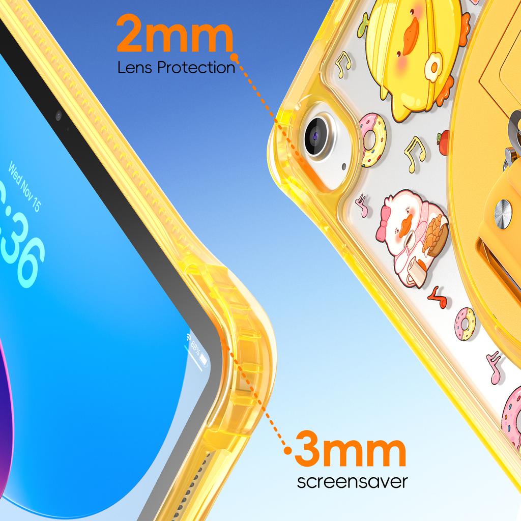 Для iPad (2025)/10.9 (2022) Чехол с подставкой, ремешком для руки и принтом, PC+TPU+акрил, чехол для планшета