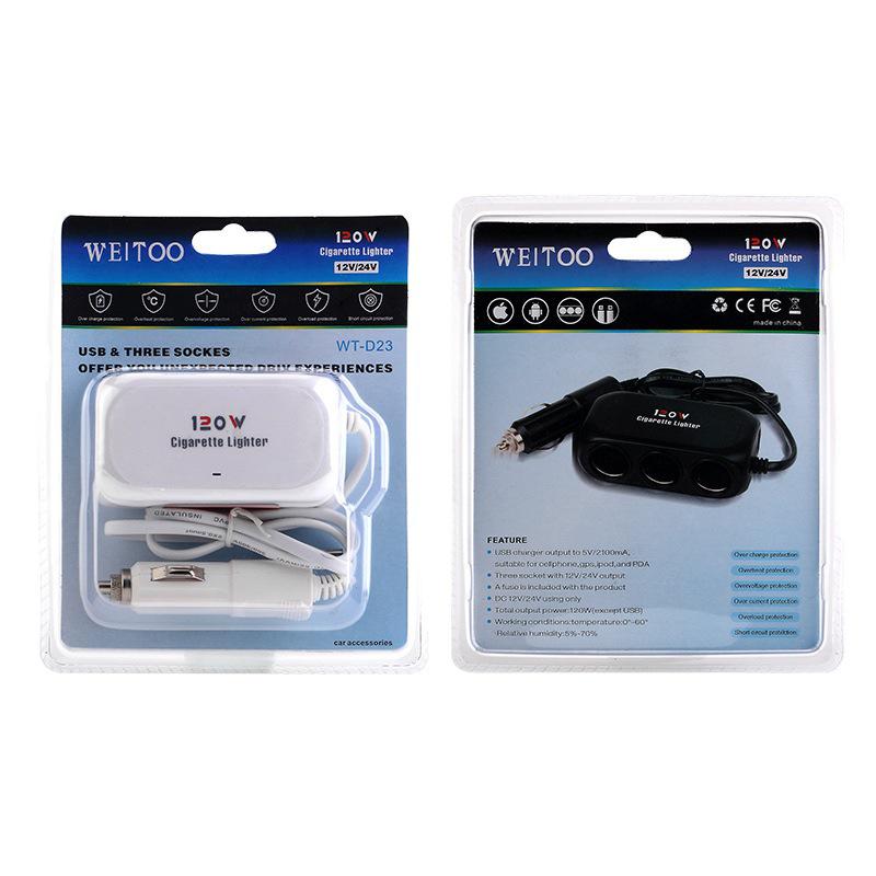 Fast Charge 3-in-1 Multi-Functional USB Car Charger with Cigarette Lighter Adapter, 24V