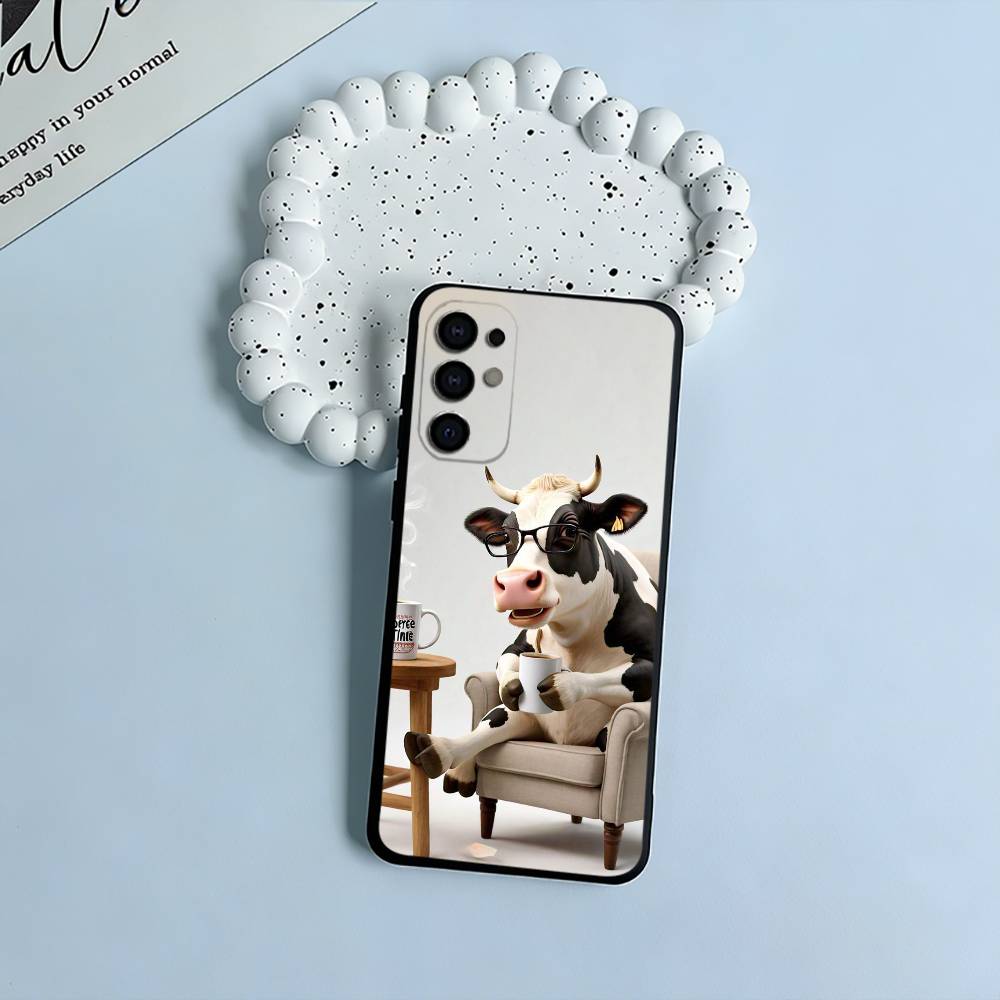 Cute and funny cow  Soft Silicone Case for Samsung S25, S24, S21, S22, S23, S30, Ultra, S20, Plus, FE, Lite-Black