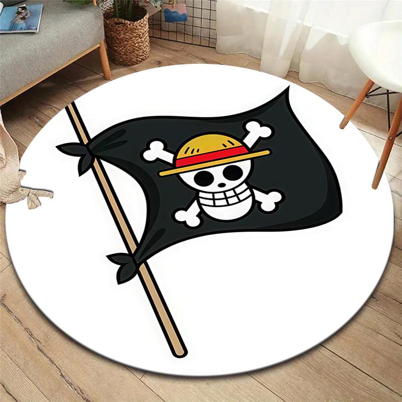 One Piece Straw Hat Pirates Round Area Rug Carpet Rug For Living Room Bedroom Sofa Playroom Decor Nonslip Floor Mat