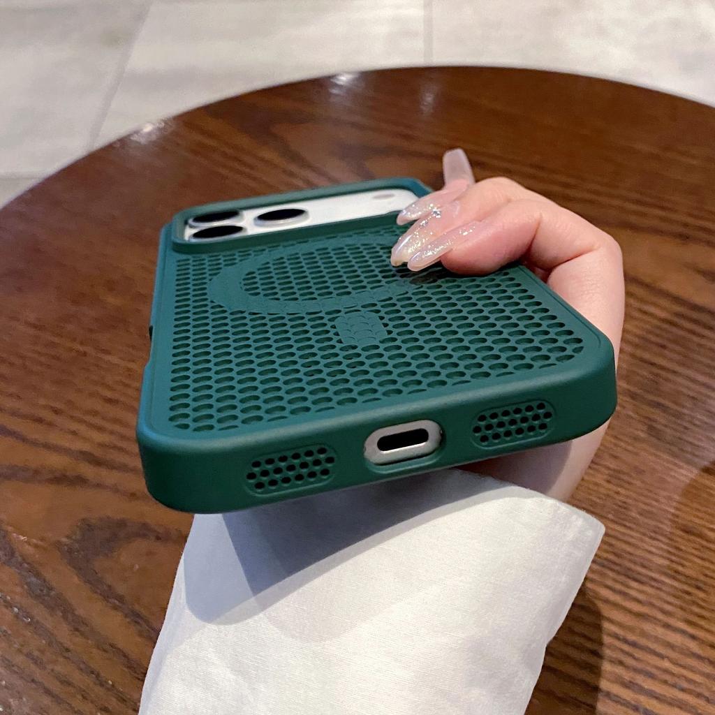 Полый сетчатый охлаждающий чехол Magsafe для телефона iPhone 17 Air 16 15 14 13 12 11 Plus Pro Max, дышащий магнитный чехол-соты