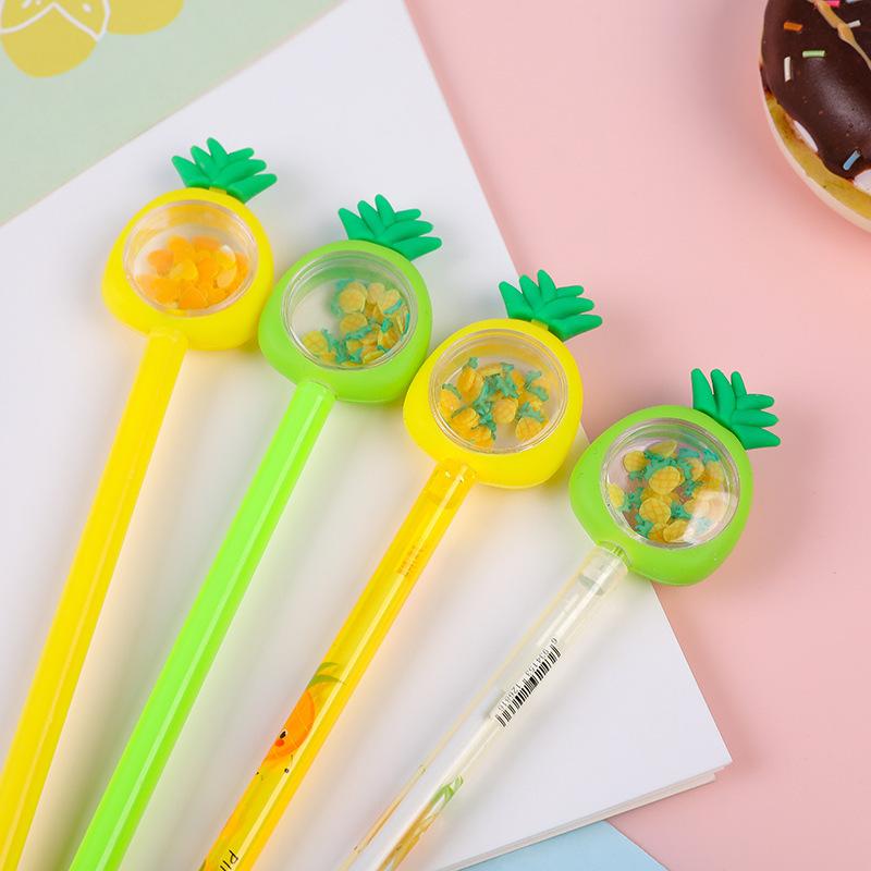 Возвращение в школу, 10 шт., 0,5 мм, креативная ручка с блестками в виде ананаса, нейтральная ручка в форме фрукта, черная ручка для воды, подарок ученику, приз, канцелярские принадлежности