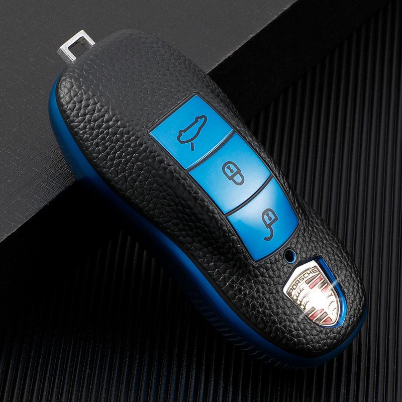 Porsche Compatible Key Case for Cayenne, Macan, Panamera, and 718 - Unisex Remote Keybag with Buckle