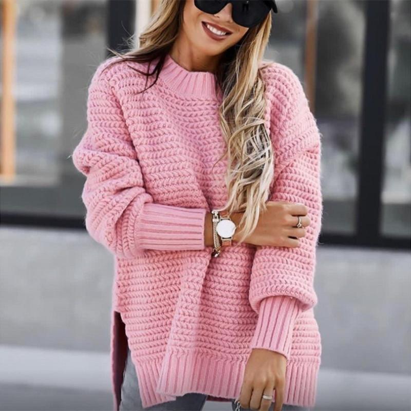 Autumn Winter Loose Long Sleeve Pullover Knitted Women Sweater Loose Casual Half Turtleneck Office Tops Female Solid Fashion Elegant Knitwear Clothing