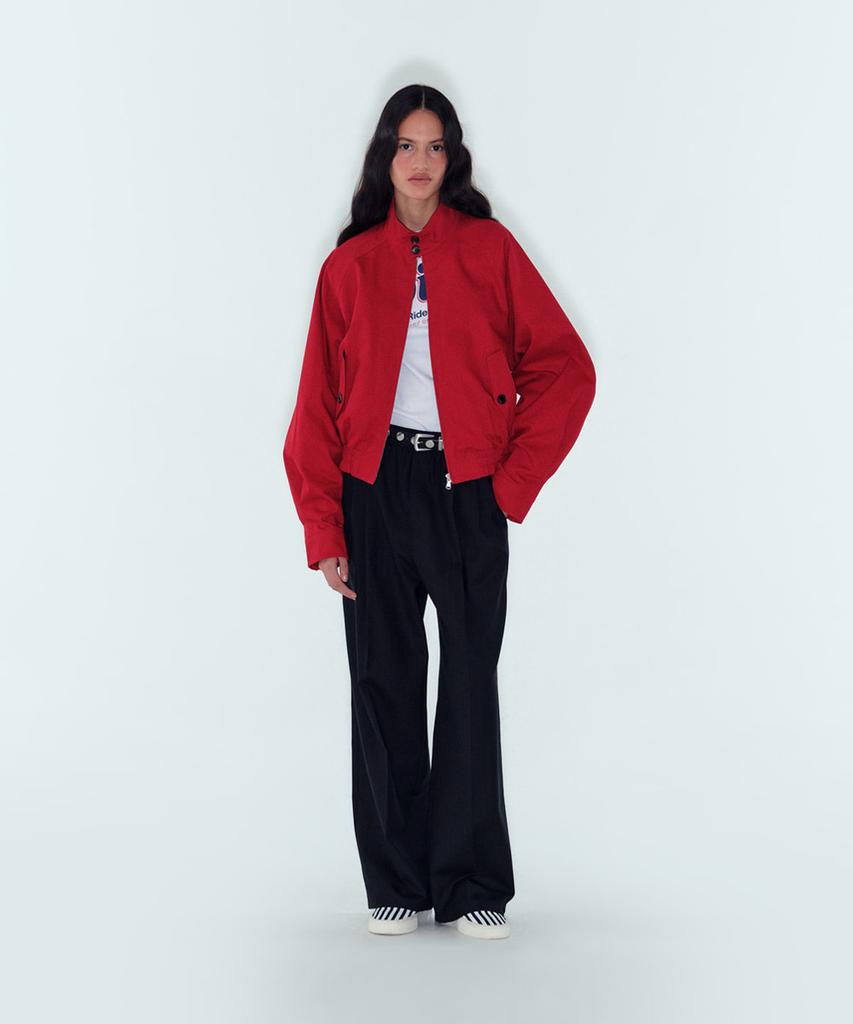 Noiseu W Verano Wool Striped Straight Pants - Black