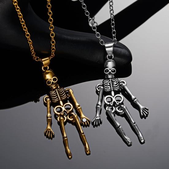 1 Pair Skeletons Holding Hands Necklaces Magnetic Skeleton Pendant Necklaces Set Vintage Skull Necklaces for Couple BFF Friendship Gothic Punk Lovers