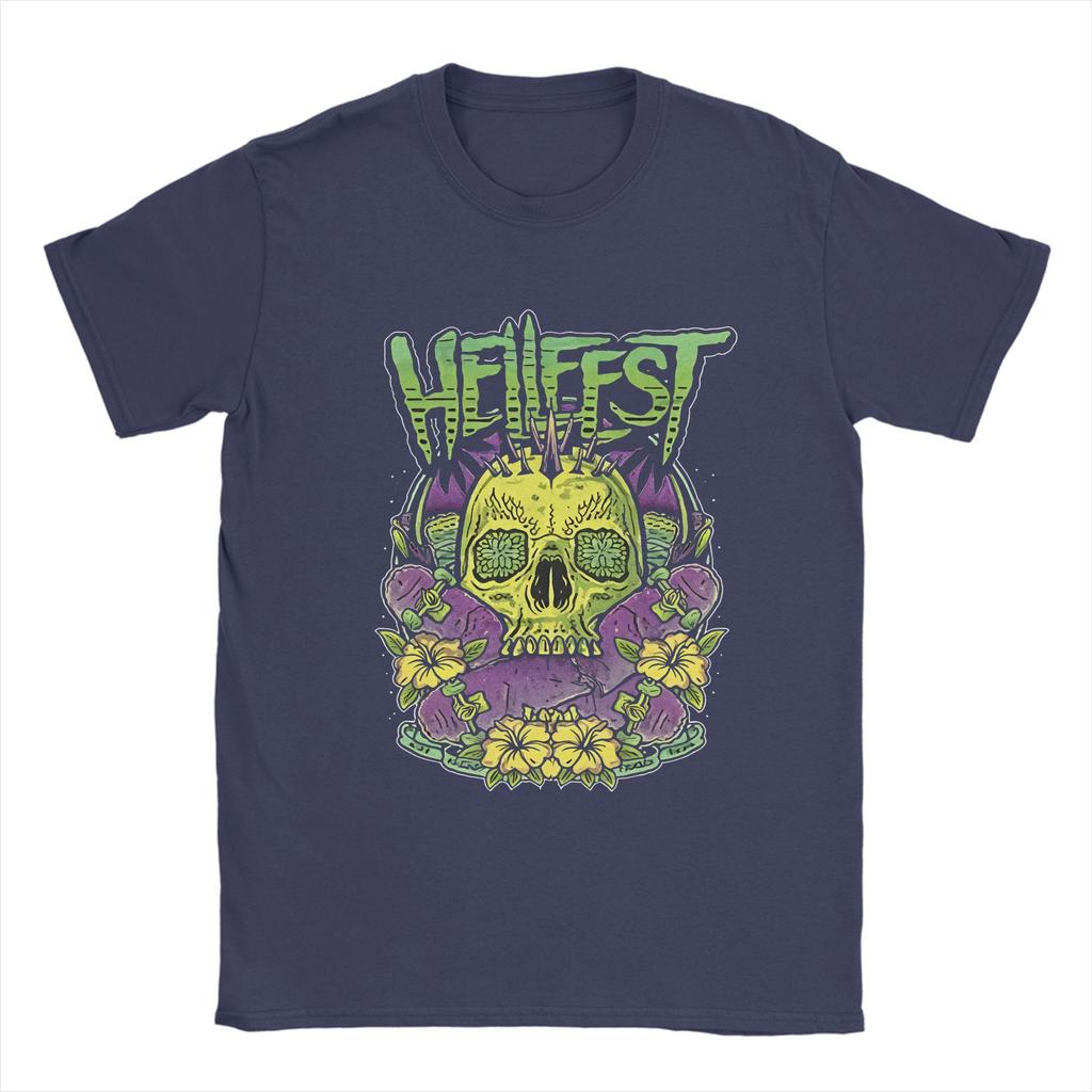 Men's T-Shirt Hellfest Heavy Metal Music Leisure 100% Cotton Tees Short Sleeve T Shirt Crewneck Tops Gift Idea