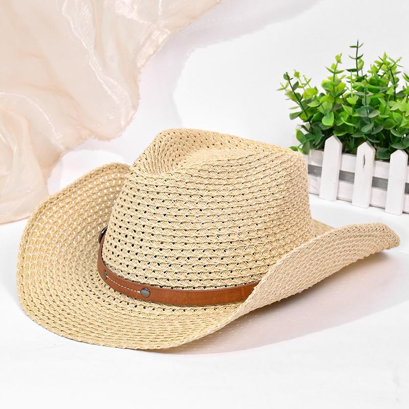 Western cowboy hat male retro ethnic style jazz hat children show face small straw hat sunscreen sun hat wholesale