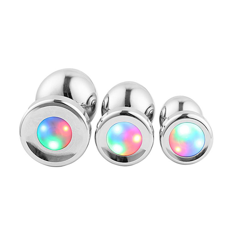 LED Light Anal Plug Stainless Steel Butt Plug Prostate Massage Sex Toys For Women Men Gay Adult toys BDSM Anal Butt Plug