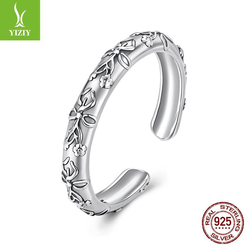 Vintage Relief Bow Open Ring, Medieval Jewelry S925 Sterling Silver Ring.