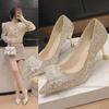 Women's French Crystal High Heels: Elegant 2024 Bridal & Bridesmaid Shoes