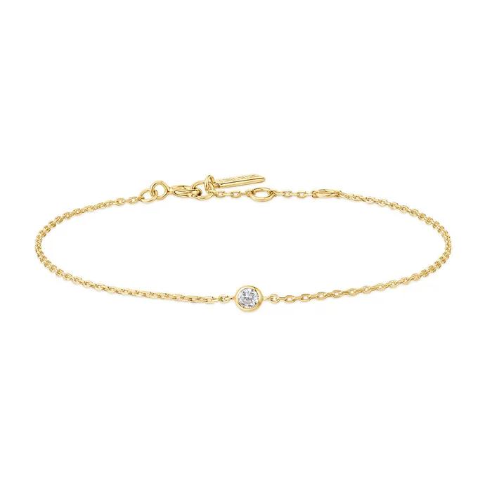 Браслет из серебра 925 пробы с золотистым блестящим ободком B062-01G.