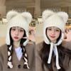 Women Autumn Winter Warm Thicken Ear Protector Hat Cold Fur Velvet Outdoor Knitted Bomber Cap Sweet Cute Bear Ear Hats