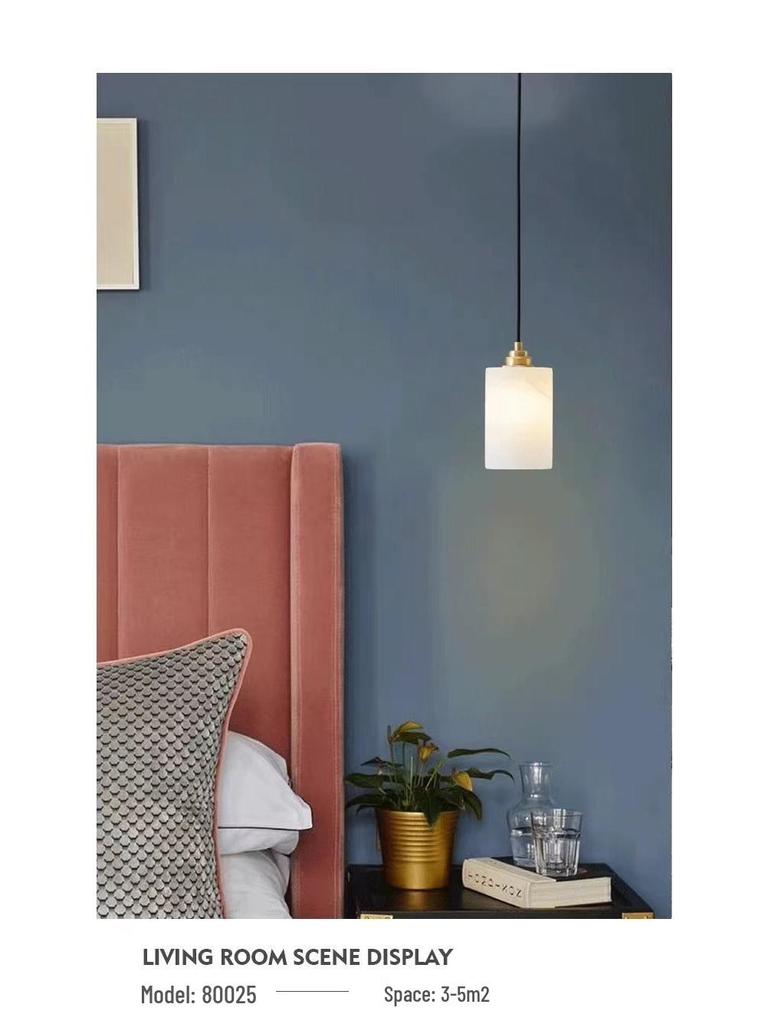 Spanish Alabaster Bedside Pendant Light - Minimalist Design for Master Bedroom, Hallway, or Foyer