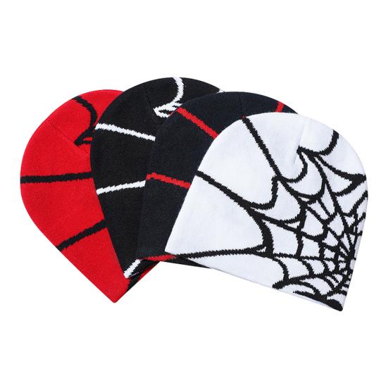 Унисекс зимняя шапка паутина жаккардовый вязаный купол эластичный контрастный цвет без полей для холодной погоды
